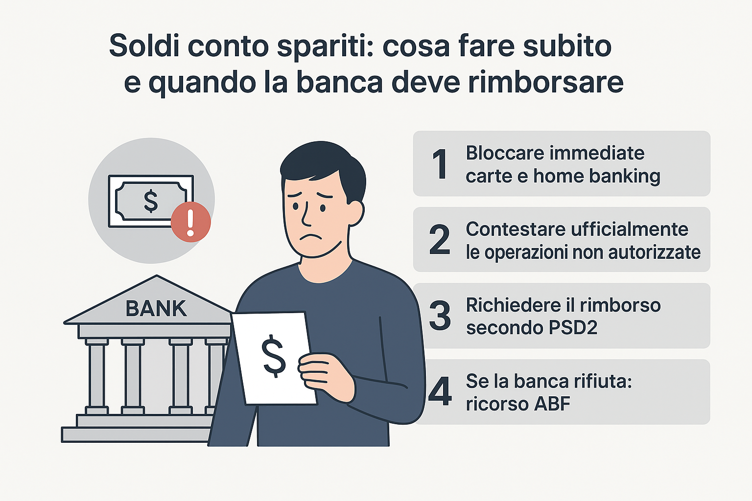 soldi conto spariti cosa fare
