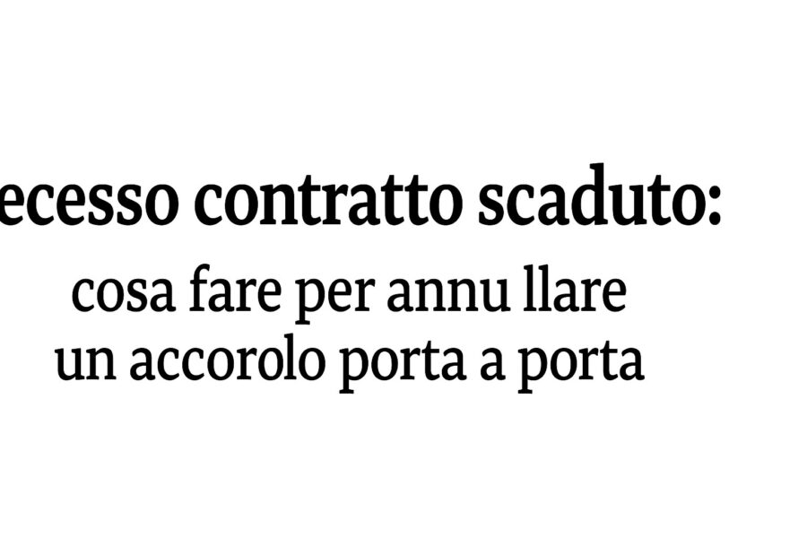 Grafica orizzontale minimalista in italiano con titolo “Recesso contratto scaduto”, icona di documento e sfondo chiaro pulito.