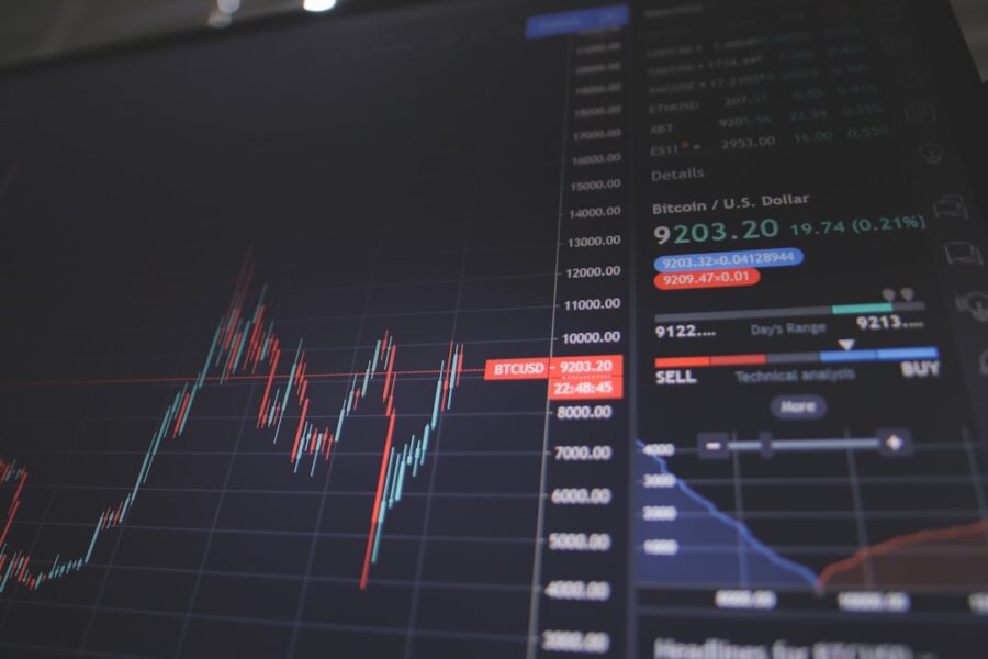 Schermata di trading online con grafici e storico delle operazioni